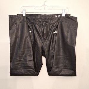 EUC black vegan leather moto pants